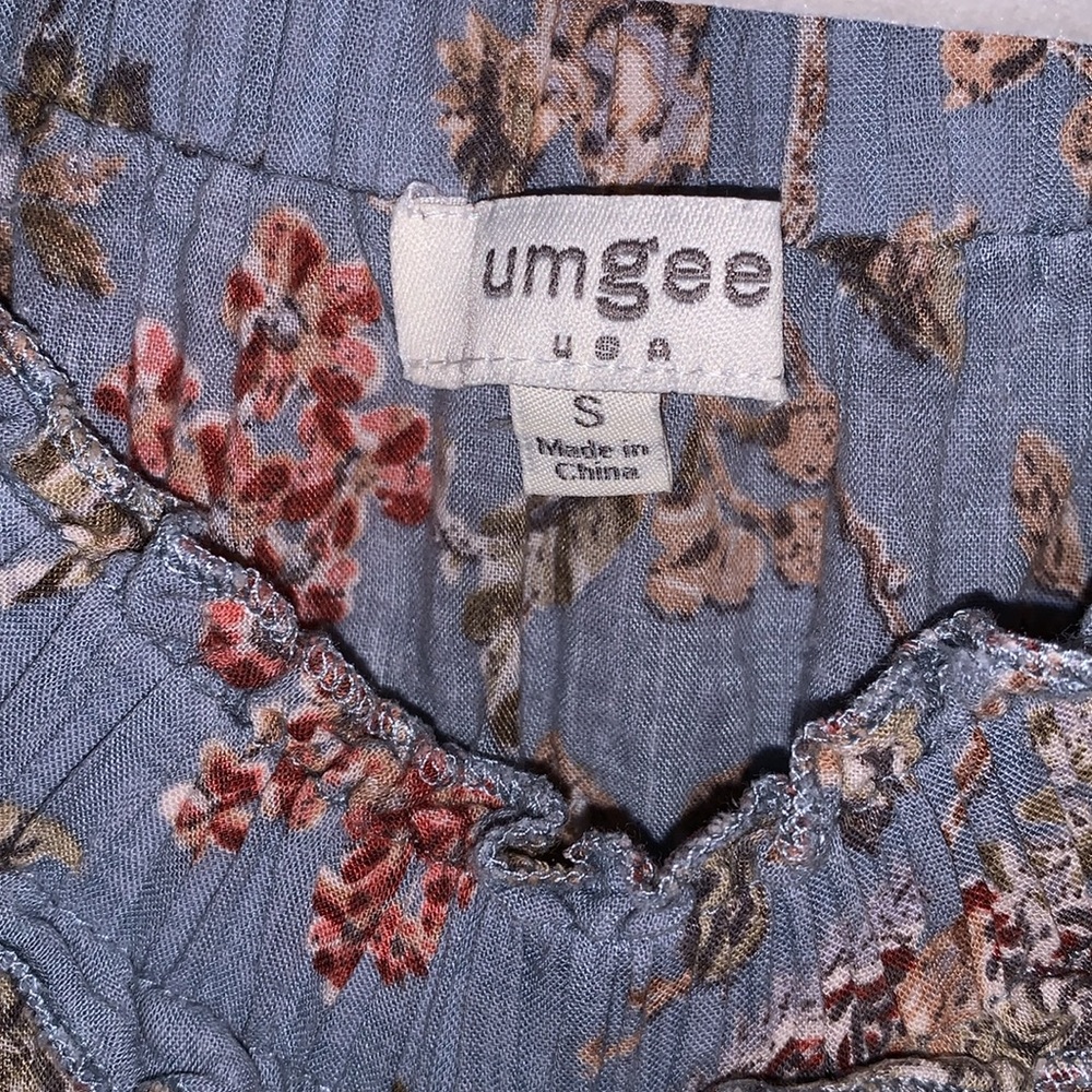 Umgee Bo ho top SIZE Small Cute sleeve detail Off shoulder option Blue Gray - Picture 3 of 5